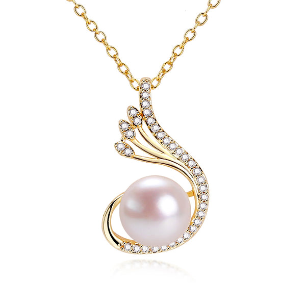 Nuevo colgante de perla de pluma, collar de perlas de agua dulce 100 % naturales auténticas