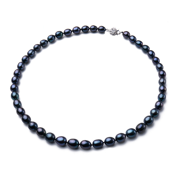 Nuevo collar de perlas negras de agua dulce naturales de 8-9 mm