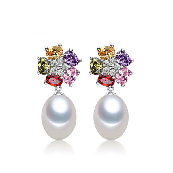 Fashion Pearl Earrings Bright Flowers Earrings