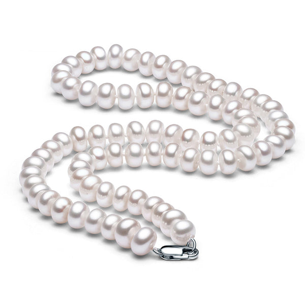 Collar de perlas blancas naturales de agua dulce para mujer, 8-9 mm