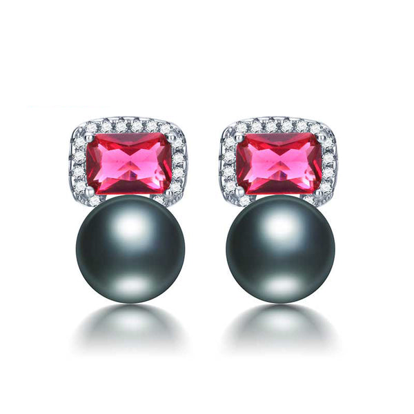 8 Style Elegant Black Genuine Freshwater Pearl Earrings for women