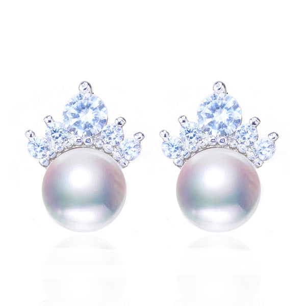 Pearl Earrings High Quality Natural Freshwater Pearl Crown Big Earrings