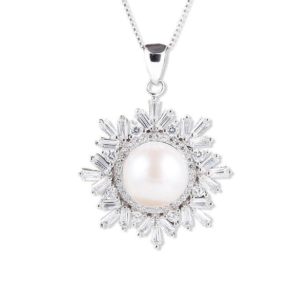 Collar de perlas de moda, joyería de perlas, colgante de copo de nieve de perlas naturales de agua dulce