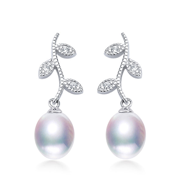 Drop Pearl Earrings 925 Sterling Silver Earrings