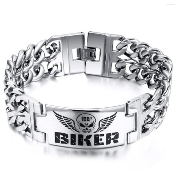 Pulsera de cadena de acero inoxidable para motociclistas