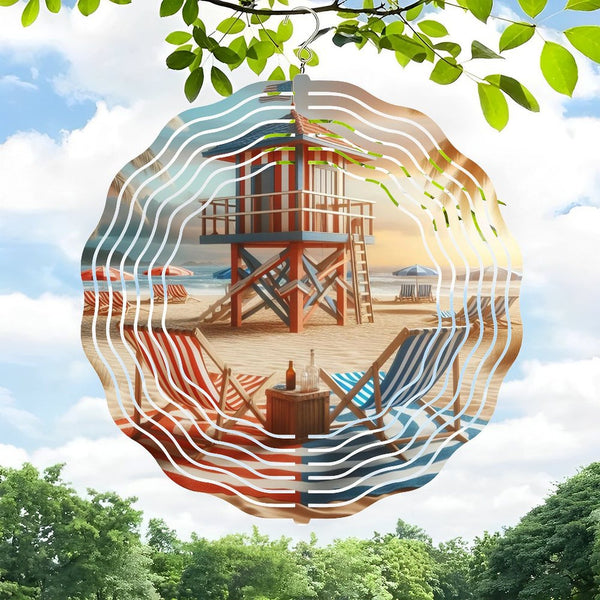 Funky Home Decor: Beach Chairs with Life Guard Stand Wind Chimes ,Home Decor Gift  Ocean Lover Wind Chimes.Gift for Her for Homes, Bars, Offices, Man Caves, Garages, And Living Rooms.