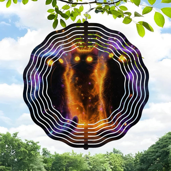 Funky Home Decor: Neon Cats Wind Chime ,Electric Space Cats Wall Art Decor Wind Chime for Homes, Bars, Offices, Man Caves, Garages, And Living Rooms. Modern Hairless Pet Decor ,