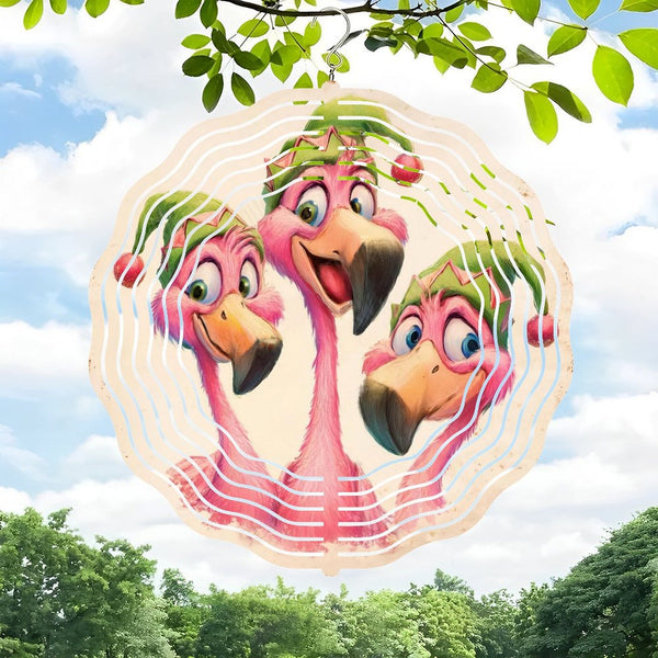 Funky Home Decor: Funny Flamingo Wearing Elf Hat  Wind Chimes,  Christmas Flamingo Decor Wind Chimes for Homes, Bars, Offices, Man Caves, Garages, And Living Rooms .