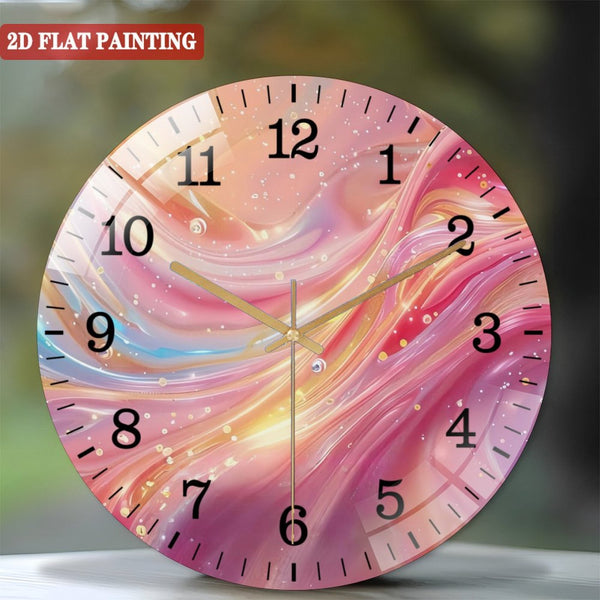 Clocks Wall Decor: Pastel Rainbow Swirl Glass Wall Clock,  Dreamy Abstract Background Decor Wall Clock, for Homes, Bars, Offices, Man Caves, Garages, And Living Rooms. Style 12×12inch(30×30cm)