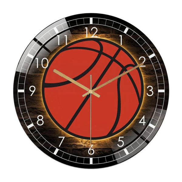 Decor Wall Clock: Basketball Wall Art  Glass Wall Clock ,  Player Decor Wall Clock for Home Decor, Christmas Gift for Bedroom, Game Room, Man Cave, Party Decor, Mother's Father's Christmas Birthday.