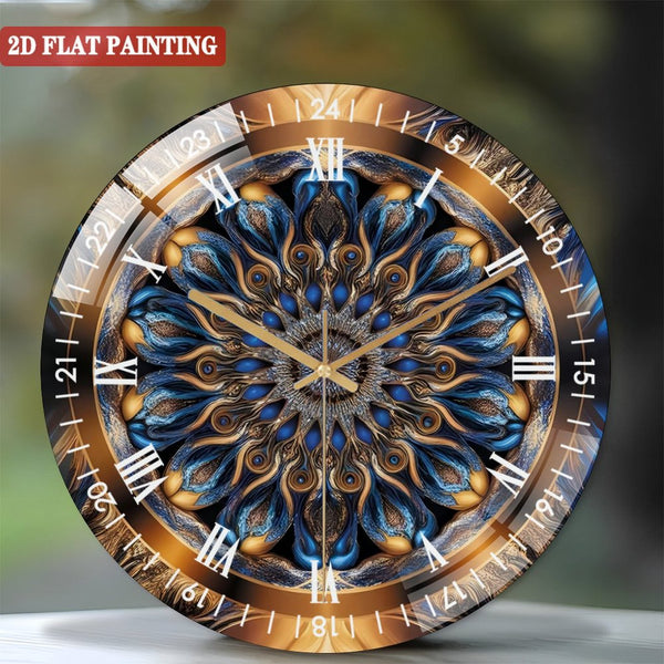 Clocks Wall Decor: Mandala Wall Art Tempered  Glass Wall Clock,  Floral Mandala Decor Wall Clock for Homes, Bars, Offices, Man Caves, Garages, And Living Rooms. Style 12×12inch(30×30cm)