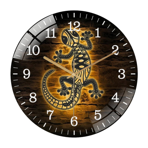 Decor Wall Clocks: Gecko Glass Wall Clocks, Lizard Lover Glass Wall Clocks, Home Decor Pet Animal Kid Nursery Decoration Birthday Xmas Style 12×12inch(30×30cm)