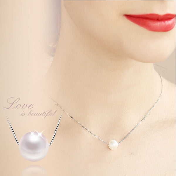 Collar de perlas naturales Joyería de perlas de agua dulce Colgante de círculo perfecto