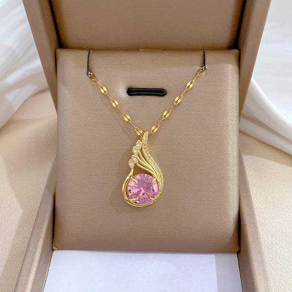 Gold Plated Charming Colorful Rhinestone Butterfly Pendant Neckalce For Women