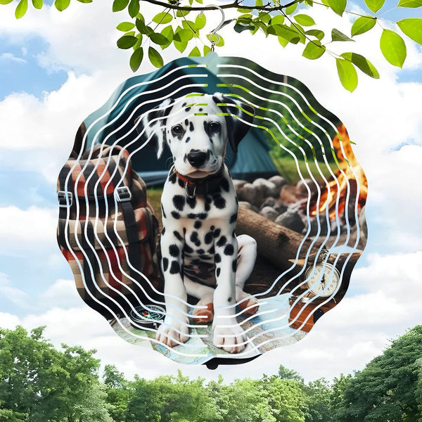 Funky Home Decor: Dalmatian Camping Dog Wind Chimes,Nature Dog Lover Wind Chimes for Homes, Bars, Offices, Man Caves, Garages, And Living Rooms. .Also Makes A Great Gift.