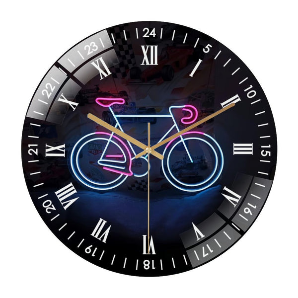 Decor Wall Clock: Sport Bicycle Glass Wall Clock, Bicycle  Sports Decor Wall Clock for Homes, Bars, Offices, Man Caves, Garages, And Living Rooms .Also Makes A Great Gift. Style 12×12inch(30×30cm)