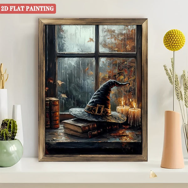 Room Decor Wood  Art Prints: Witch Hat Cozy Cottagecore Vintage Style Wood  Art Prints, Halloween Cottagecore Wall Art  Decor.for Living Room, Kitchen, Bedroom And Office.for Gift Home Wall Decor.