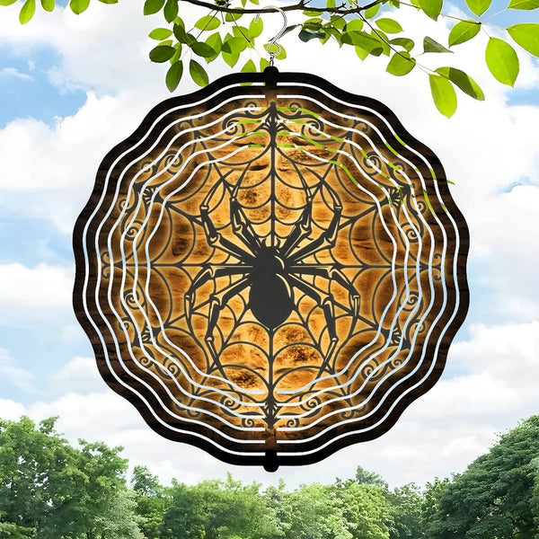 Funky Home Decor: Halloween Spider Wind Chimes,  Creepy Spider Web Decor Wind Chimes for Homes, Bars, Offices, Man Caves, Garages, And Living Rooms. Also Makes A Great Gift. Style 10*10in（25*25cm）