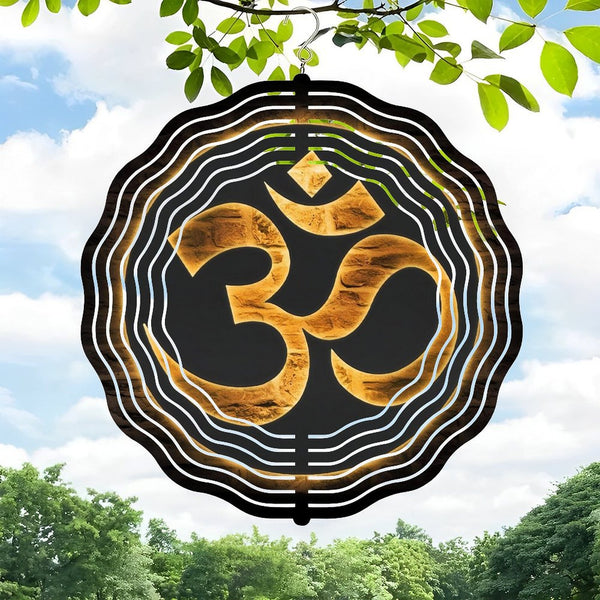 Funky Home Decor: Om Buddha Symbol Wind Chime,Yoga Decor Wind Chime for Homes, Bars, Offices, Man Caves, Garages, And Living Rooms .Also Makes A Great Gift. Style 10*10in（25*25cm）