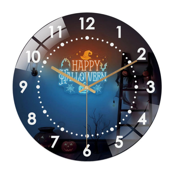 Decor Wall Clocks: Happy Halloween Glass Wall Clock, Pooky Season Home Decor Haunted House Party  Decor Wall Clock, for Homes, Bars, Offices, Man Caves, Garages, And Living Rooms. Hallo-ween Gift .