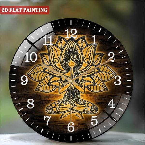 Decor Wall Clocks: Mandala Yoga Girl Glass Wall Clocks,  Yoga Glass Wall Clocks,Home Decor Yoga Room Decoration Hanging Door Xmas Gift Style 12×12inch(30×30cm)