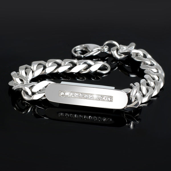 Pulsera cubana con incrustaciones de acero inoxidable 316L para hombre, joyería para hombre