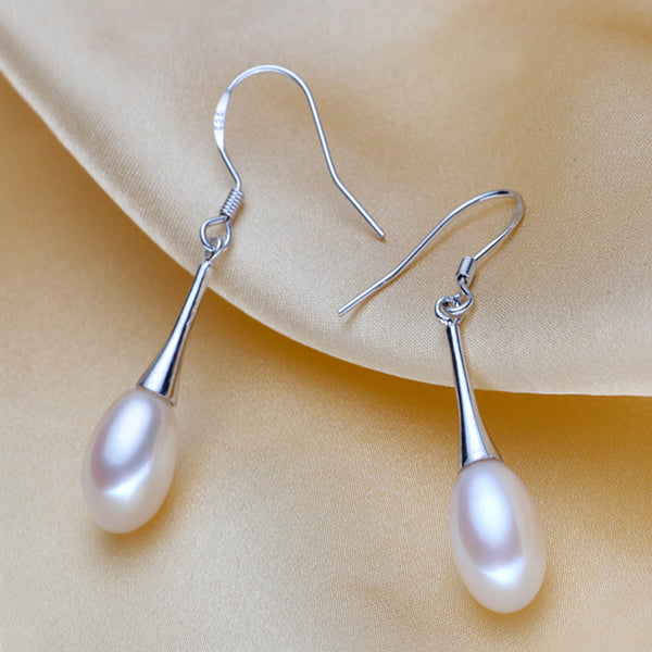 Fashion Pearl Earrings Natural Freshwater Pearl 925 Sterling Silver Pearl Dangle Earring