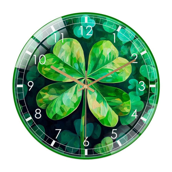 Decor Wall Clocks: Shamrock Glass Wall Clock,  St. Patrick's Day Wall Clock  for Homes, Bars, Offices, Man Caves, Garages, And Living Rooms .Also Makes A Great Gift. Style 12×12inch(30×30cm)