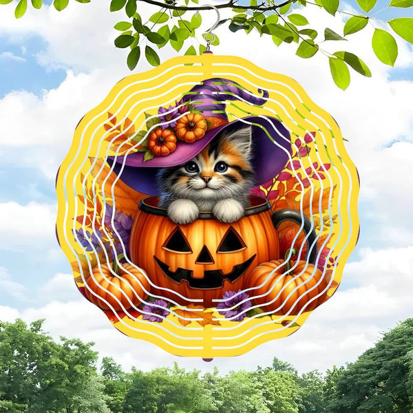 Funky Home Decor: Hallo-ween Kitten  Wind Chimes, Whimsical Pumpkin Cat Decor Wind Chimes for Homes, Bars, Offices, Man Caves, Garages, And Living Rooms .Also Makes A Great Gift.