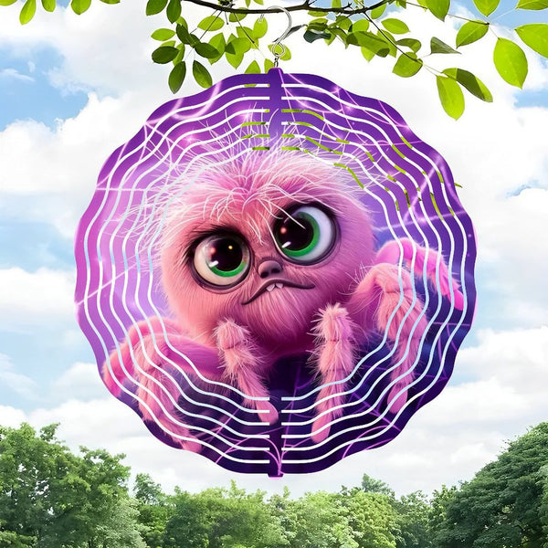 Funky Home Decor: Cute Pink Furry Spider  Wind Chimes,  Colorful Hallo Ween Wind Chimes  for Homes, Bars, Offices, Man Caves, Garages, And Living Rooms .Also Makes A Great Gift.