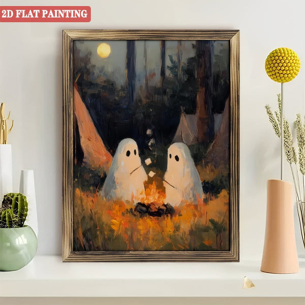 Room Decor Wood  Art Prints: Camping Ghosts Wood  Art Prints, Vintage Gothic Art Poster Wood  Art Prints, Dark Academia, Cottagecore, Whimsigoth Decor, Romantic Ghosts, Anniversary Gift.