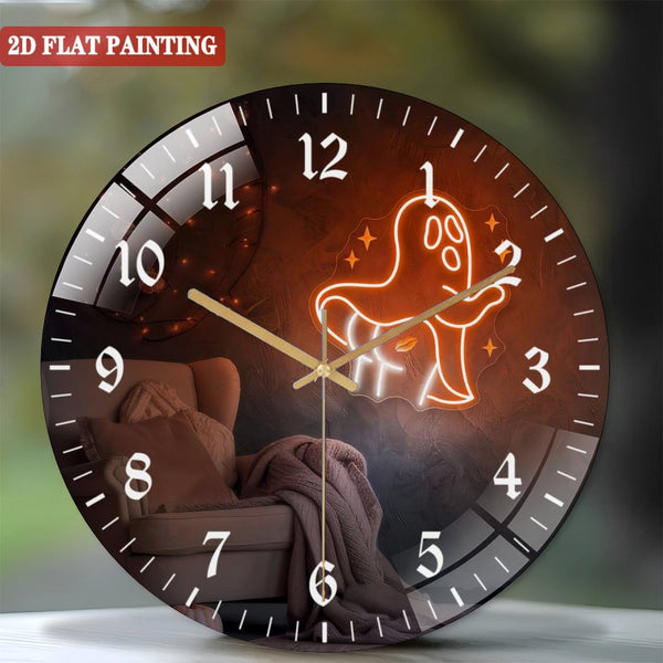 Clocks Wall Decor: Cute Ghost Glass Wall Clocks, with Booty Kiss Glass Wall Clocksfor Halloween Decor Spooky Season Wall Art Funny Bedroom Or Party Room Accent Style 12×12inch(30×30cm)