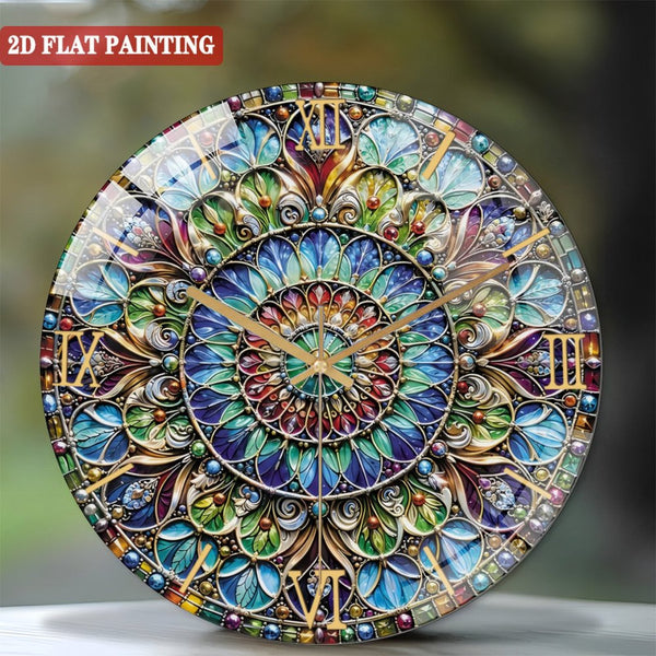 Clocks Wall Decor: Stained Round Wall Art Glass Wall Clock, Tempered Glass  Wall  Decor Wall Clock for Homes, Bars, Offices, Man Caves, Garages, And Living Rooms. for Gift Home Wall Decor.