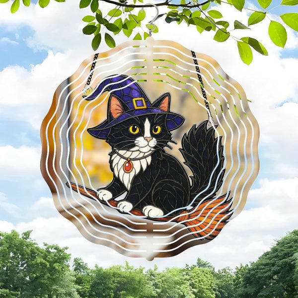 Funky Home Decor: Spooky Tabby Cat Hallo-ween Window Art Wind Chime, Dachshund Hallo-ween Home Decor Wind Chime, Hallo-ween Gift,Also Makes A Great Gift.