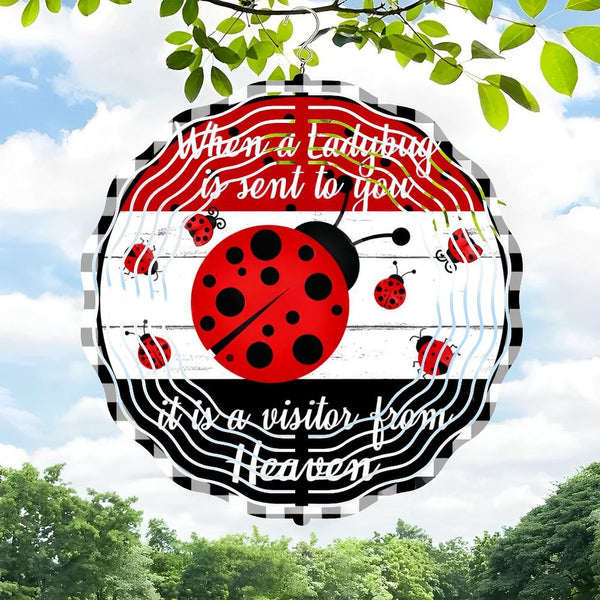 Funky Home Decor: When A Ladybug Is Sent to You It's A Visitor from Heaven Wreath  Wind Chimes for Homes, Bars, Offices, Man Caves, Garages, And Living Rooms. Also Makes A Great Gift.