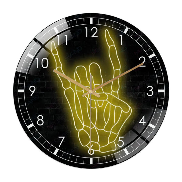 Decor Wall Clock: Hallo-ween  Skellihand Glass Wall Clock, Skeleton Hand  Wall Clock for Home Decor Wedding Gift Decor. Hallo-ween Valentine Gift, Skull Lover Gift, Gothic Home Decor, Wedding Gift