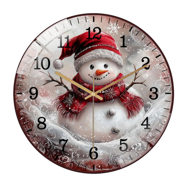 Decor Wall Clocks: Snowman, Christmas Snowman  Glass Wall Clock ，Winter Decor Wall Clock for Homes, Bars, Offices, Man Caves, Garages, And Living Rooms. Also Makes A Great Gift.