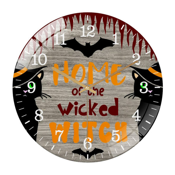 Decor Wall Clocks: Wicked Witch Glass Wall Clock， Hallo-ween Decor Wall Clock for Homes, Bars, Offices, Man Caves, Garages, And Living Rooms. Also Makes A Great Gift. Style 12×12inch(30×30cm)