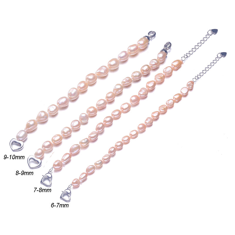 Baroque Pearl Jewelry Bracelet, 6-10mm White Natural Pearl Bracelet For Women