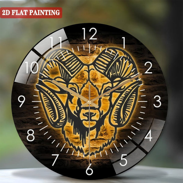 Clocks Wall Decor: Bighorn Sheep Wild Animal Glass Wall Clocks, Bighorn Ram Farm Glass Wall Clocks,Home Decor Sheep Barn Nursery Decoration Birthday Housewarming Gift Style 12×12inch(30×30cm)
