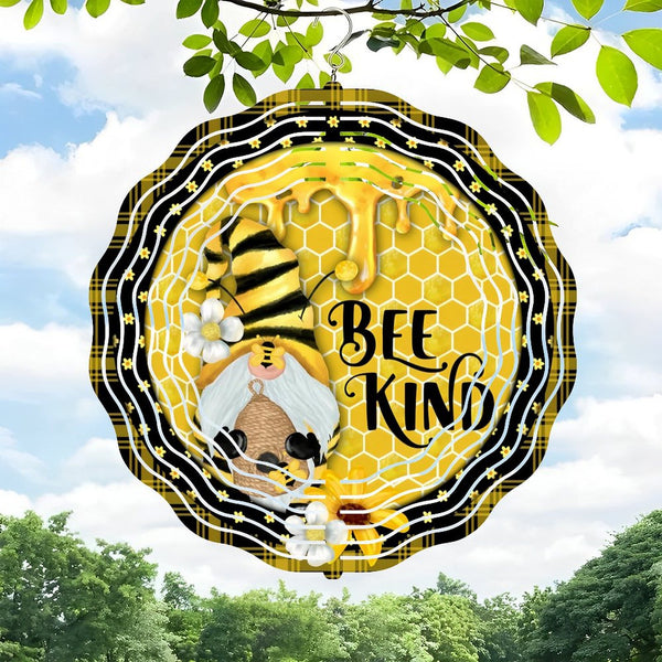 Funky Home Decor: Bee Honeycomb Gnome Wind Chimes，Bee Kind Wind Chimes for Homes, Bars, Offices, Man Caves, Garages, And Living Rooms. Also Makes A Great Gift. Style 10*10in（25*25cm）
