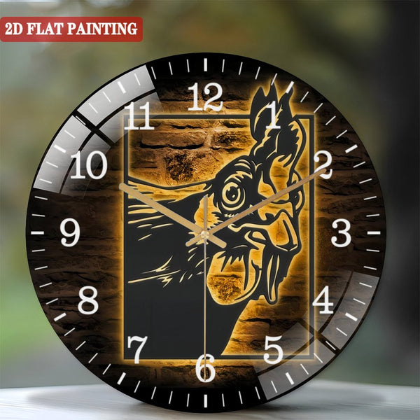 Decor Wall Clocks: Funny Chicken Farmhouse Glass Wall Clocks,Chicken Coop Glass Wall Clocks, Home Decor Rooster Barn Nursery Decoration Housewarming Xmas Birthday Style 12×12inch(30×30cm)