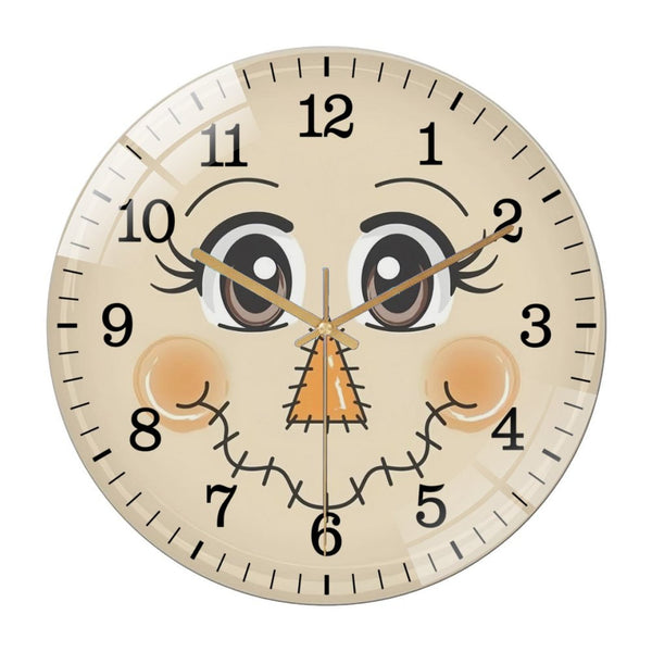 Decor Wall Clocks: Fall Decorations  Scarecrow Glass Wall Clock for Homes, Bars, Offices, Man Caves, Garages, And Living Rooms. Also Makes A Great Gift. Style 12×12inch(30×30cm)