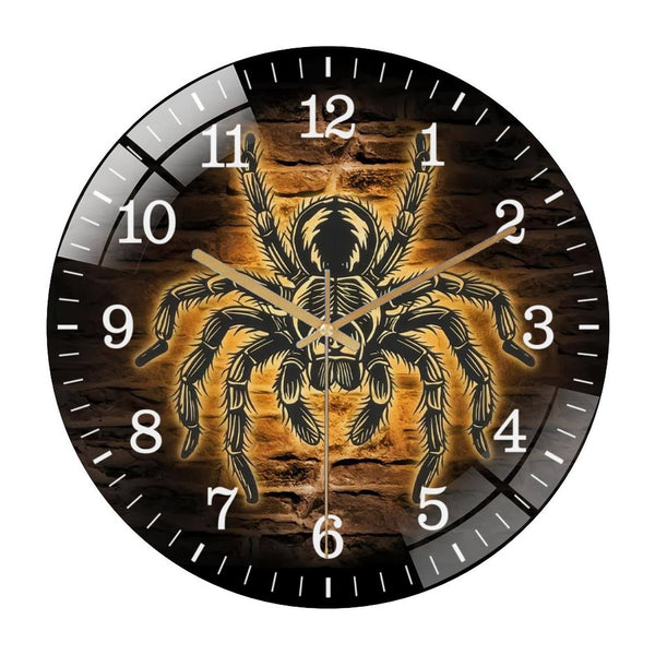 Decor Wall Clocks: Hallo-ween Spider Glass Wall Clock,  SpiderWeb  Decor Wall Clock for Homes, Bars, Offices, Man Caves, Garages, And Living Rooms. Also Makes A Great Gift. Style 12×12inch(30×30cm)