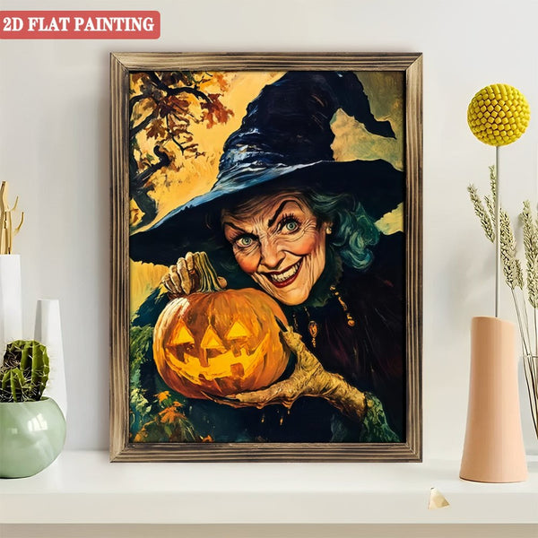 Room Decor Wood  Art Prints: Vintage Witch  Wood  Art Prints, Halloween Jack O’Lantern Decor.for Living Room, Kitchen, Bedroom And Office.for Gift Home Wall Decor.  12x16inch