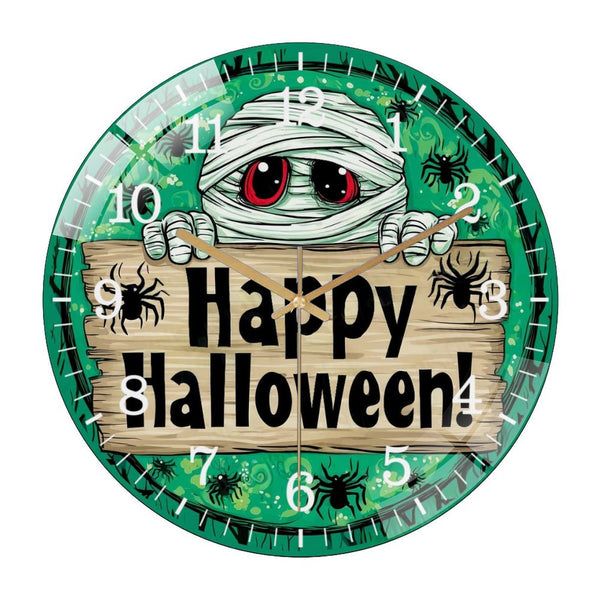 Decor Wall Clocks: Cute Mummy Peeking Over Glass Wall Clock,  Spooky Hallo Ween Decor Wall Clock  for Homes, Bars, Offices, Man Caves, Garages, And Living Rooms .Also Makes A Great Gift.