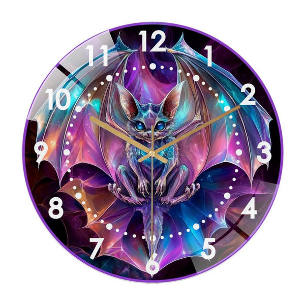 Decor Wall Clock: Cute Bat Glass Wall Clock,  Cute Fall Hallo-ween  Bat Wall Clock  for Homes, Bars, Offices, Man Caves, Garages, And Living Rooms .Also Makes A Great Gift. Style 12×12inch(30×30cm)