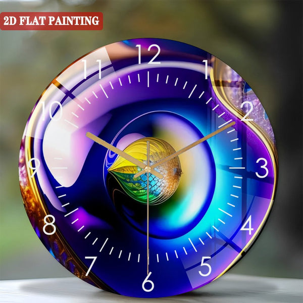 Clocks Wall Decor: Abstract Circle Tempered Glass Wall Art Glass Wall Clock,  Modern Home  Decor Wall Clock for Homes, Bars, Offices, Man Caves, Garages, And Living Rooms. Style 12×12inch(30×30cm)