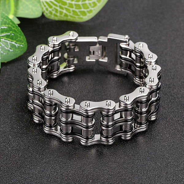 Pulseras multicapa retro para hombre, brazaletes estilo punk, estilo motero, con cadena de eslabones para bicicleta y motocicleta.