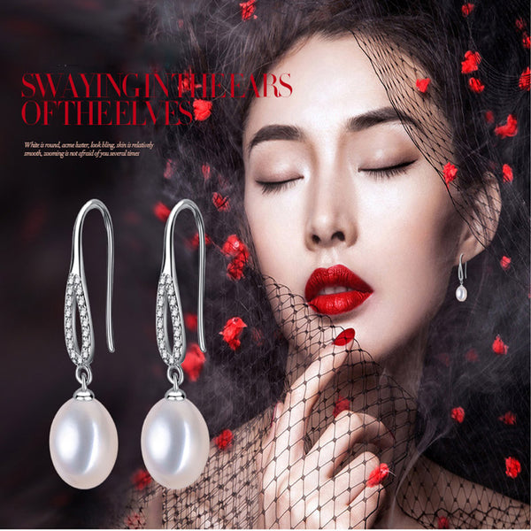 Fashion Natural Pearl Earrings 925 Sterling Silver Pearl Jewelry For Women